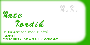 mate kordik business card